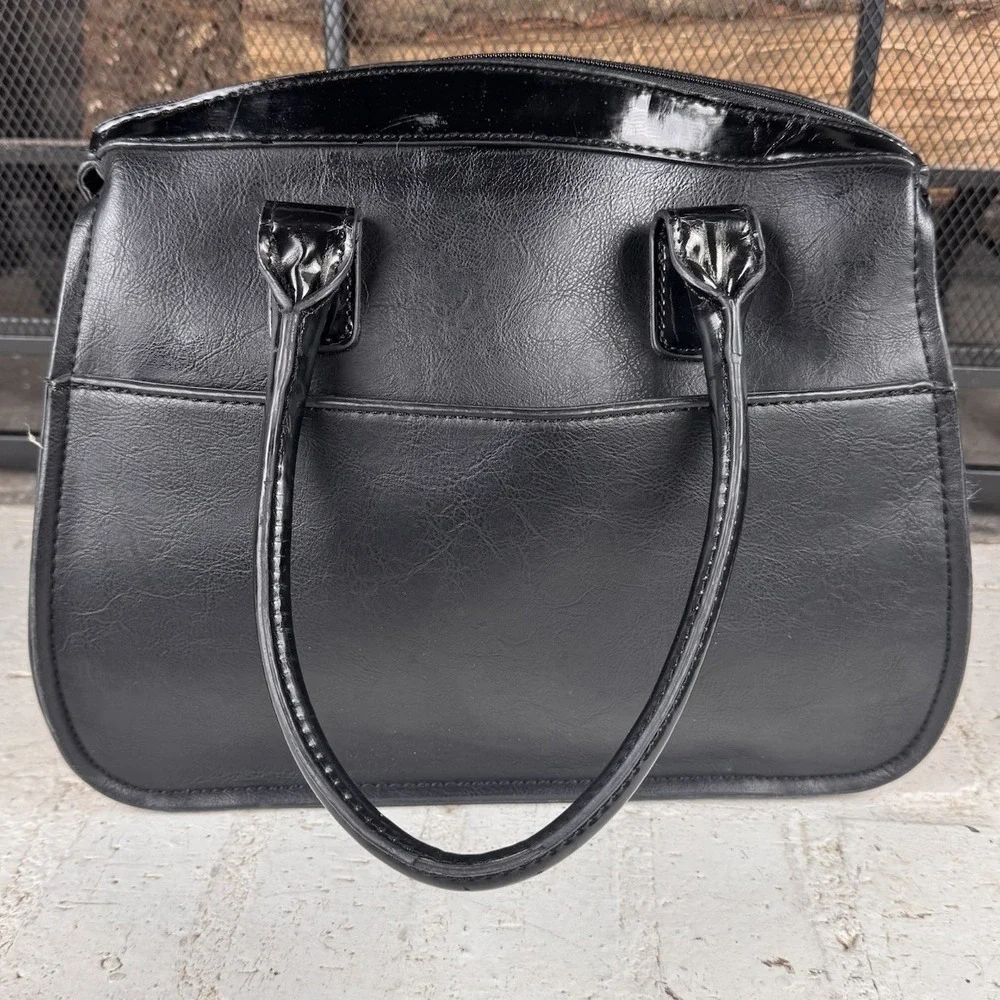 London Fog Black And‎ Beige Purse Double Handle Handbag